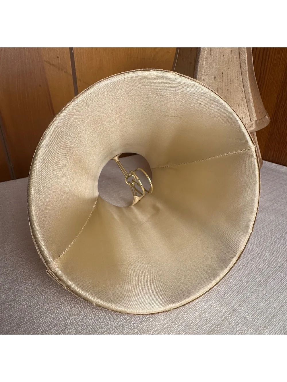 Vintage Set Of 2 Gold Beige Bell Lamp Shades 5” Tall Clip On